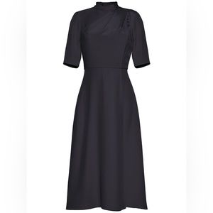 ADAM LIPPES Silk Draped-Neck Midi Dress
